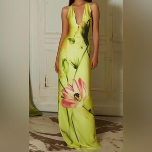 JW PEI  NWT Floral Maxi Dress in Lime and Pink |  Sz: 6 | Orig: $179